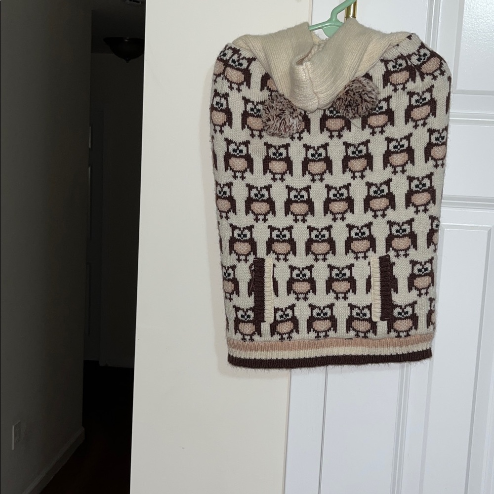 Adorable Brown and cream knit Owl Hoodie For small-medium size Dogs